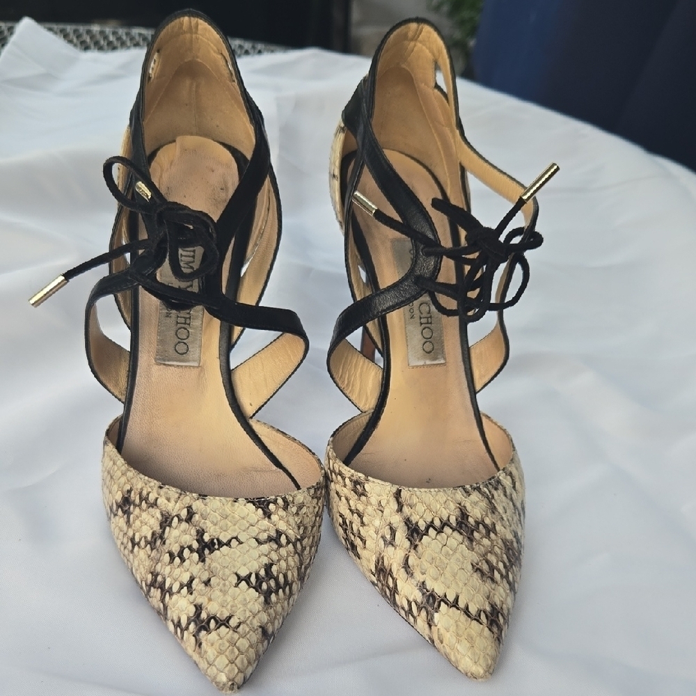 Jimmy Choo Black and Tan Heels